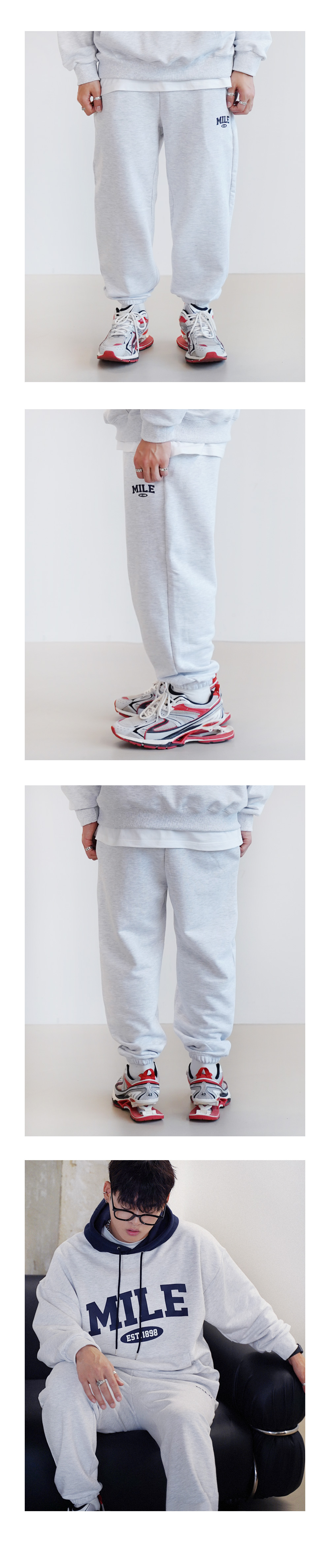 더마일(THEMILE) MILE EST MIX SWEAT PANTS [OATMEAL]